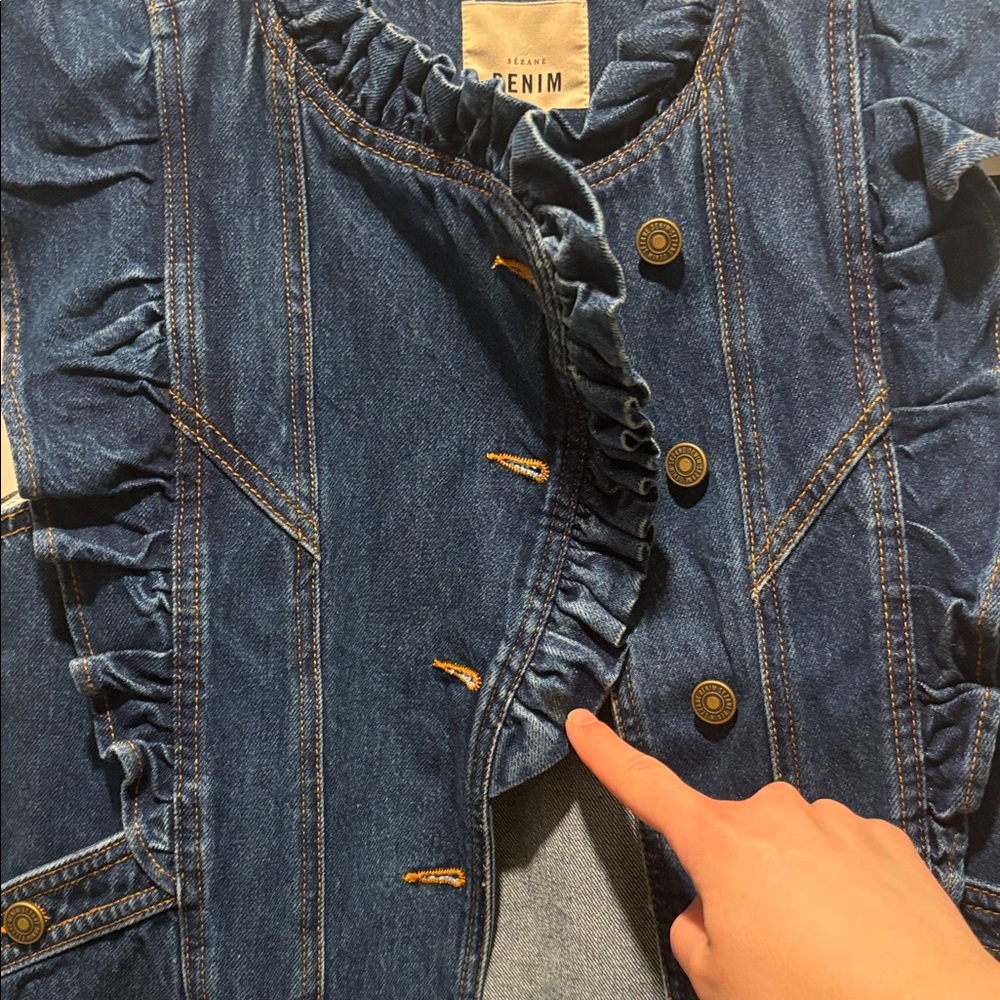 SÉZANE denim Faye ruffle vest - Picture 9 of 10